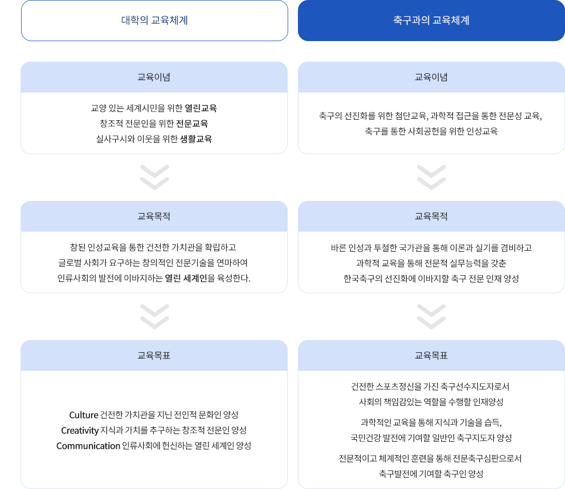 대학과 학과의 교육체계 연계성
